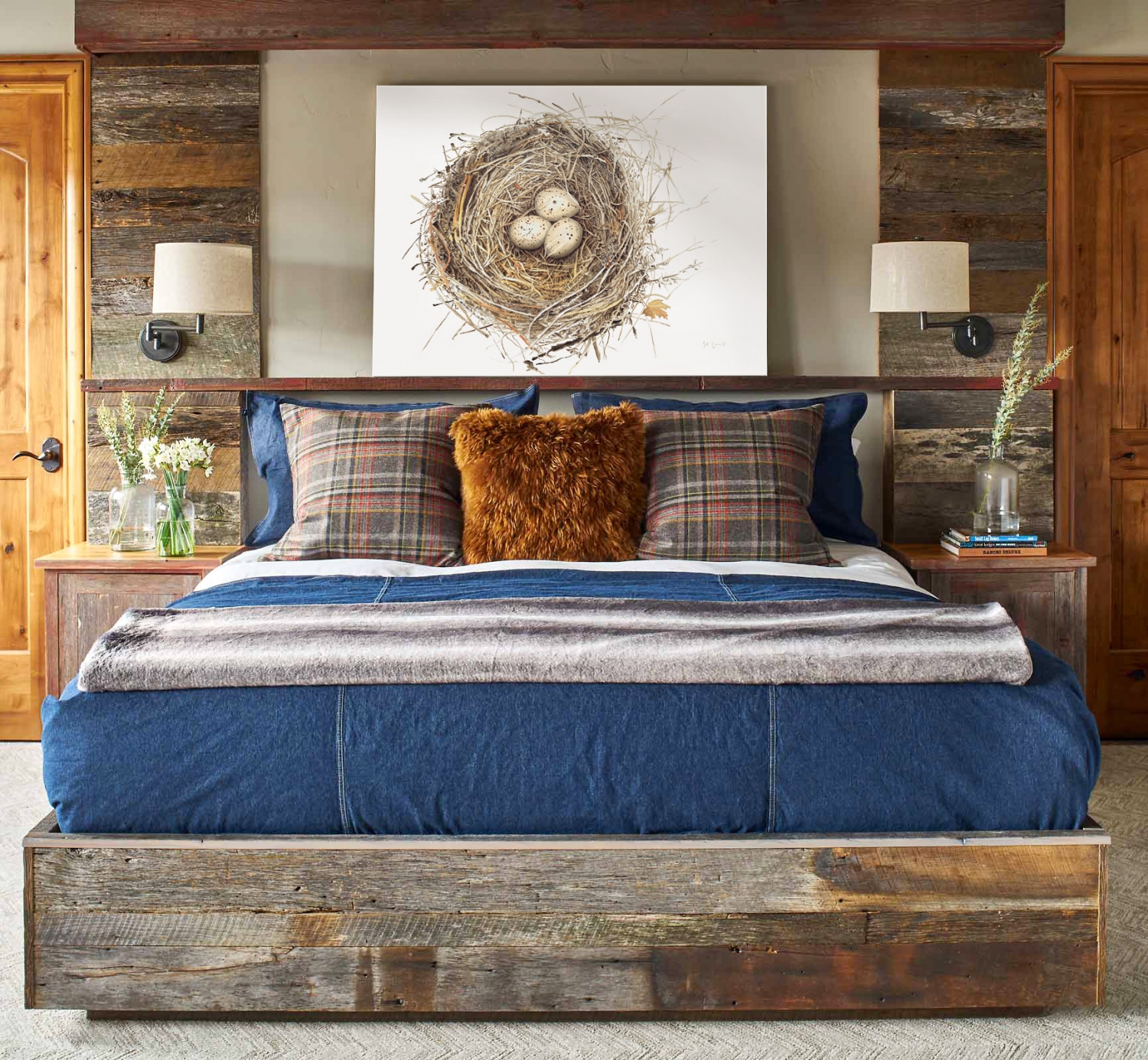 Nest Quaquail in Greenauer designed mountain bedroom photo by David Patterson